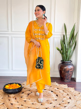 Yellow Embroidered Chanderi Silk Kurta set