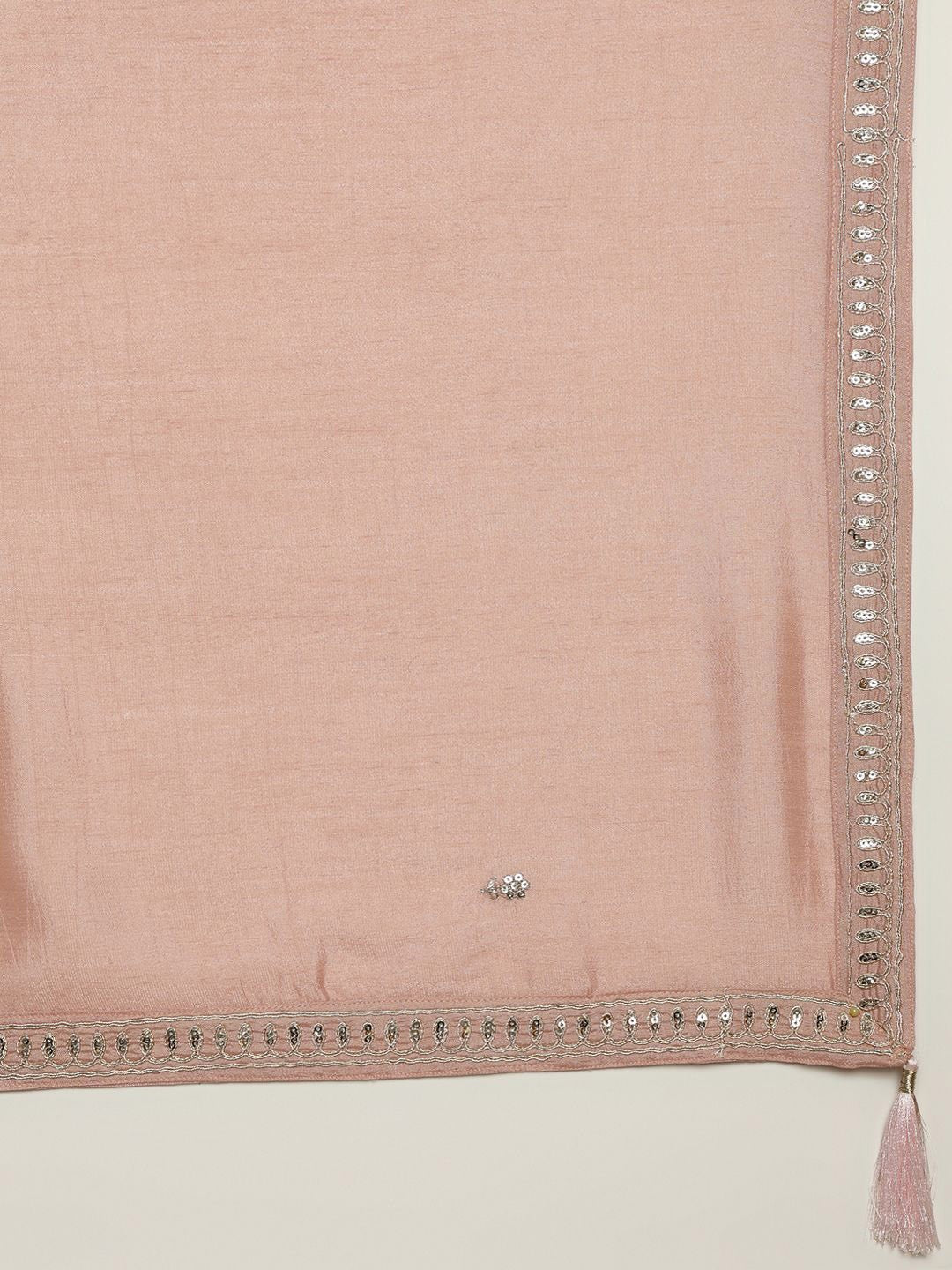 Blush Pink High-Neck Anarkali Kurta Set with Silver Embroidery