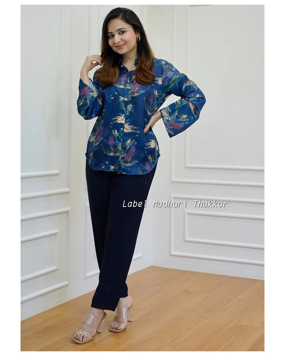 MIDNIGHT BLUE SATIN SHIRT