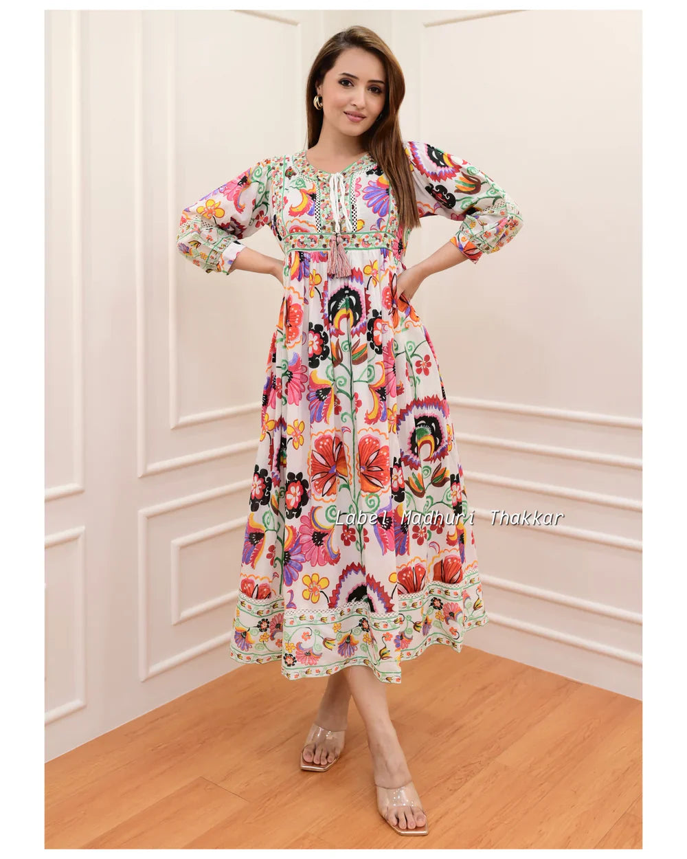 MULTI COLOR FLORAL PRINTED DRESS