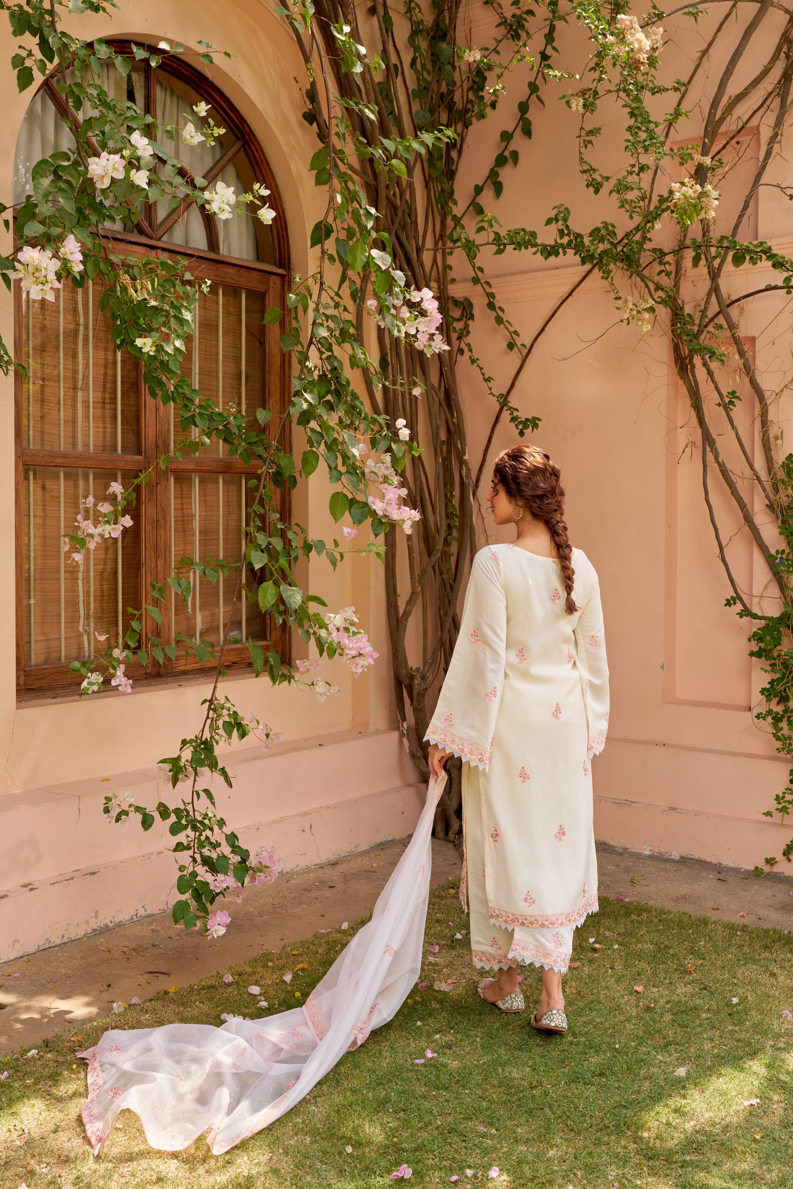 Ivory Garden – Embroidered Pastel Kurta Set