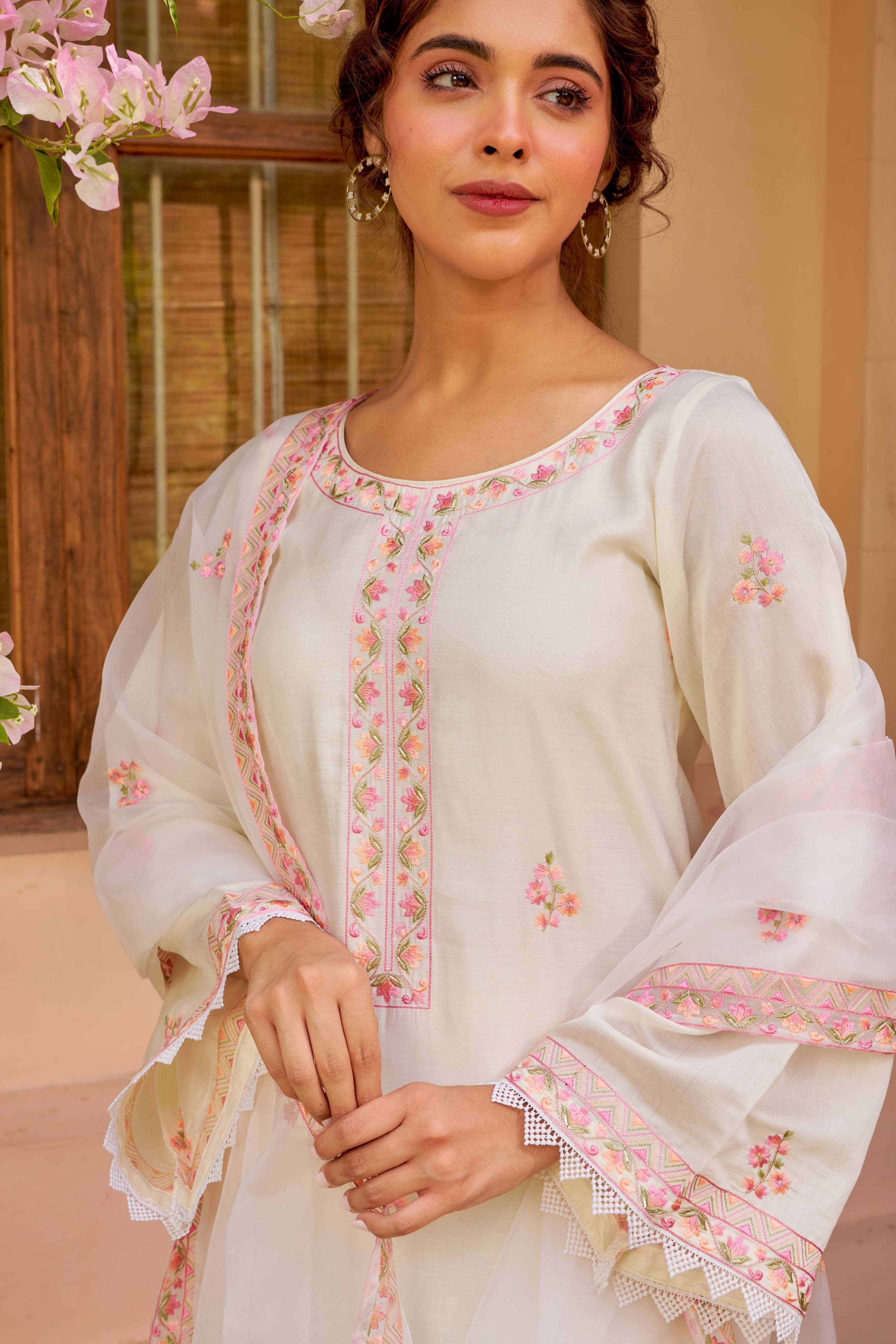 Ivory Garden – Embroidered Pastel Kurta Set