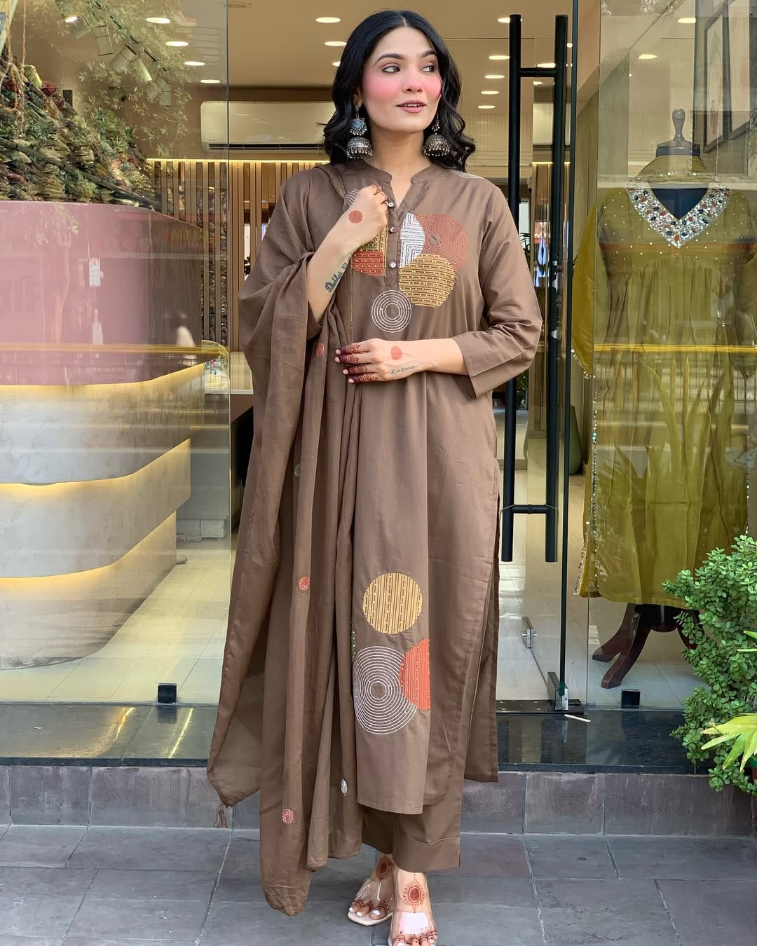 Minimalist Brown Cotton Kurta Set