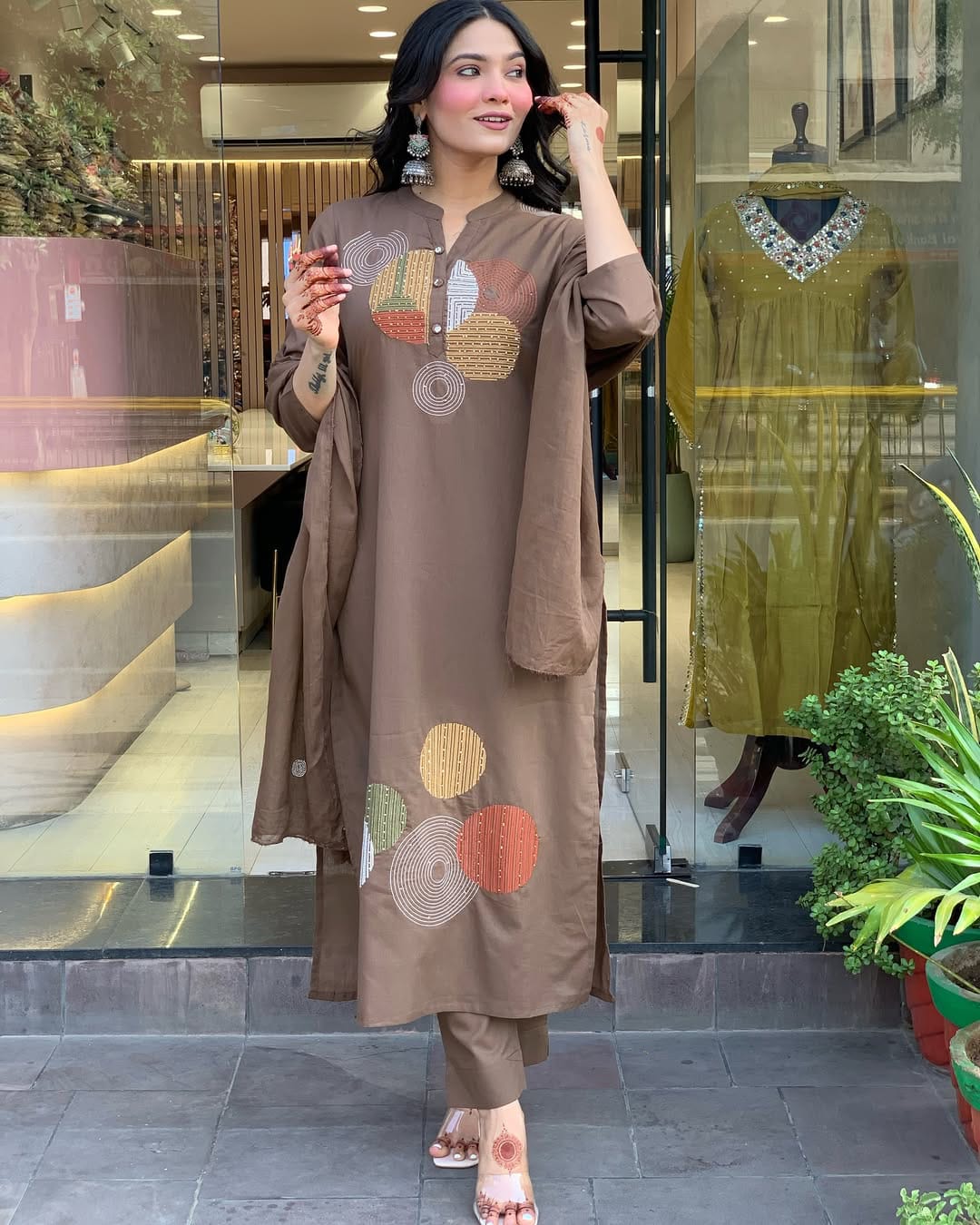 Minimalist Brown Cotton Kurta Set