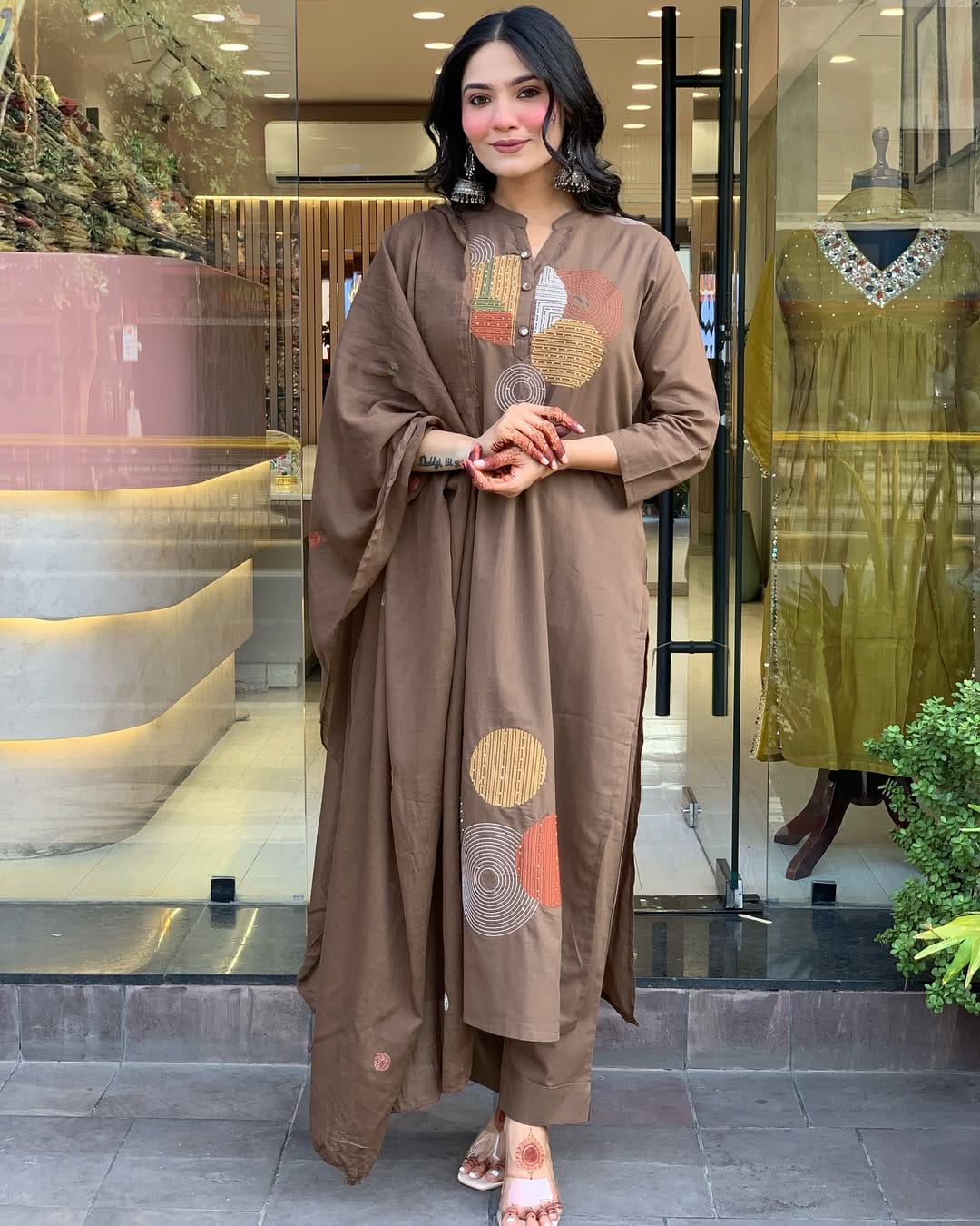 Minimalist Brown Cotton Kurta Set