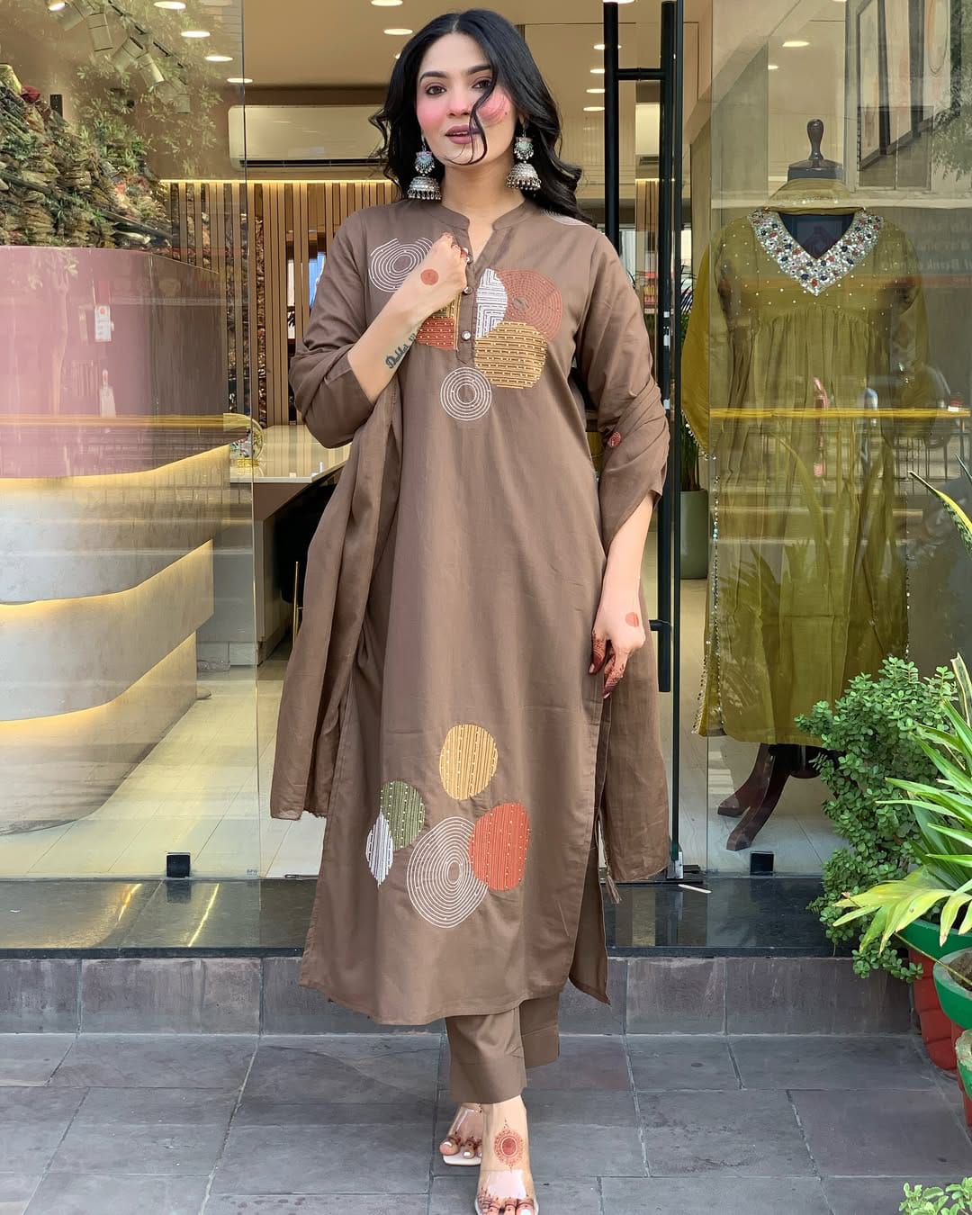 Minimalist Brown Cotton Kurta Set