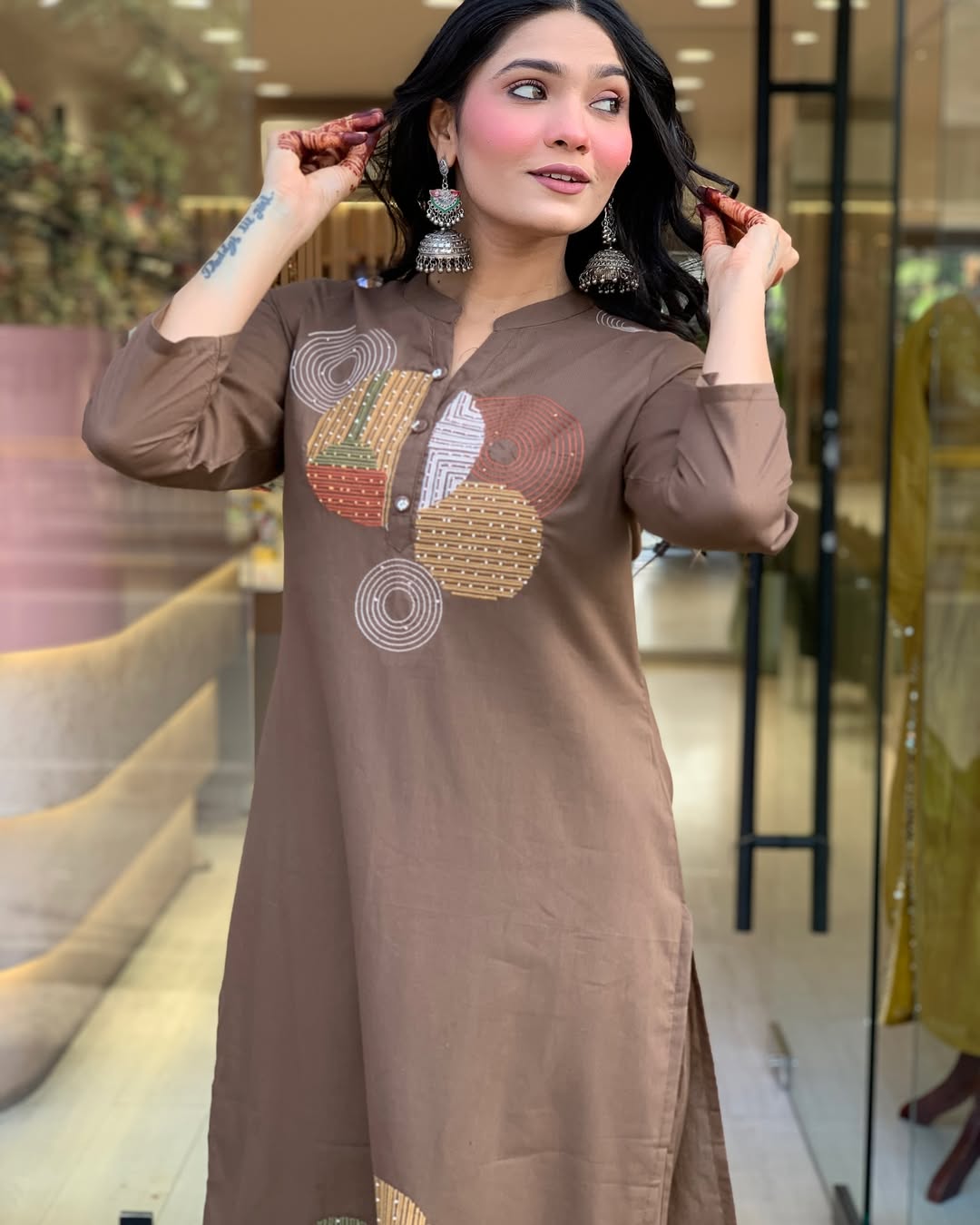 Minimalist Brown Cotton Kurta Set