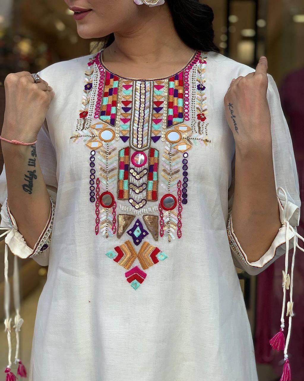Ivory Radiance – Elegant White Embroidered Kurta Set